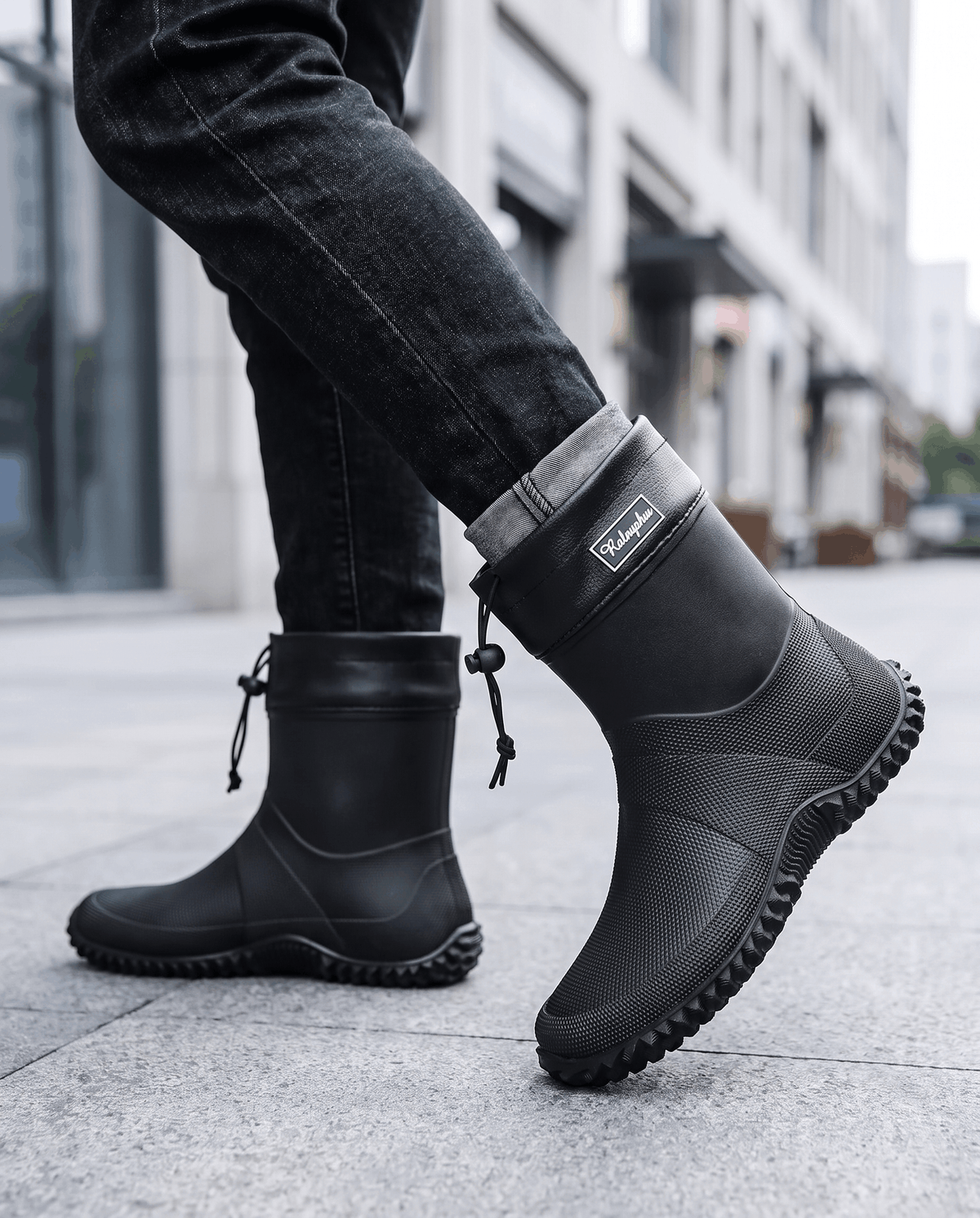Rubber Work Boots – Drawstring Collar, Deep Lug Sole & Short Shaft | Desmond