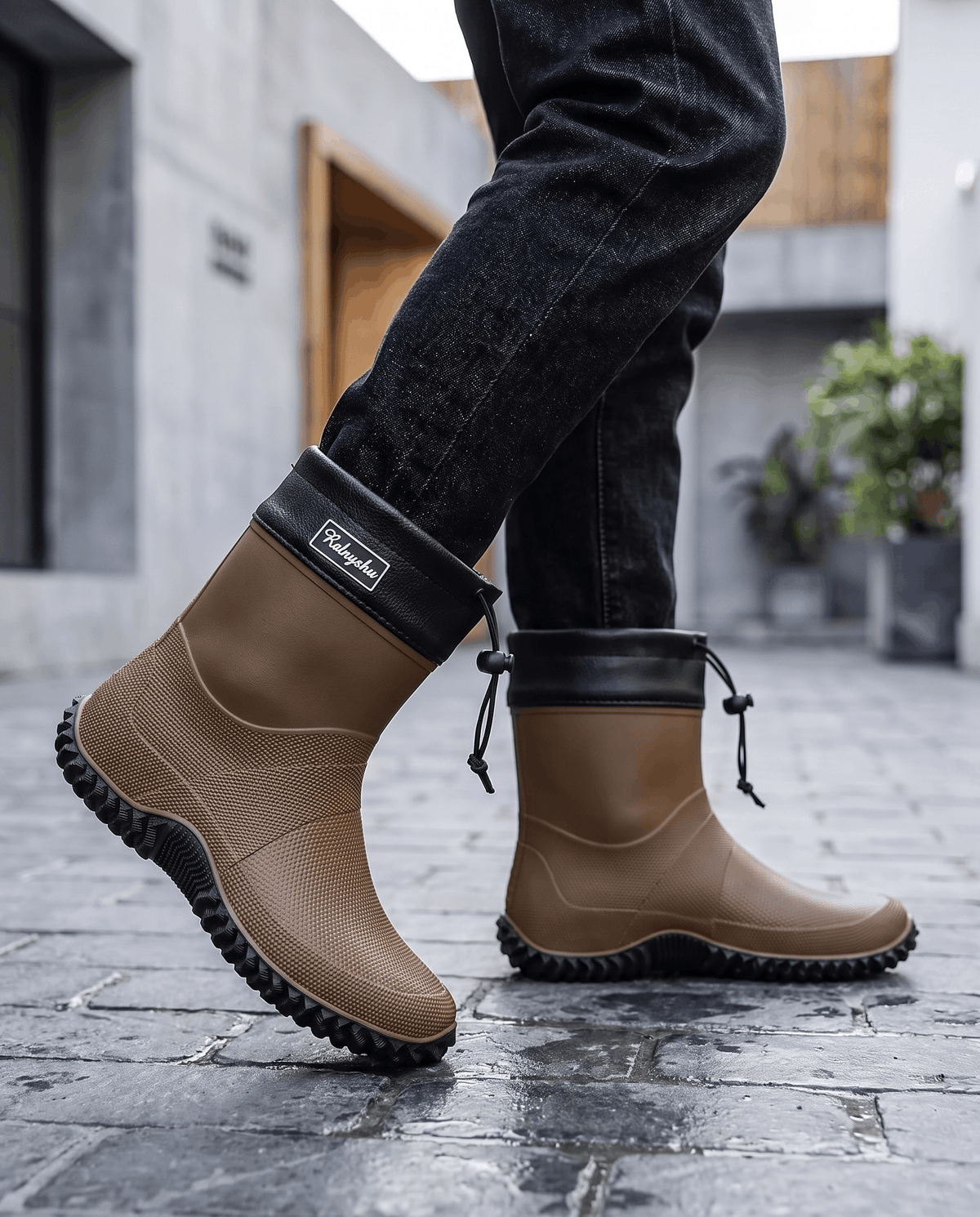 Rubber Work Boots – Drawstring Collar, Deep Lug Sole & Short Shaft | Desmond