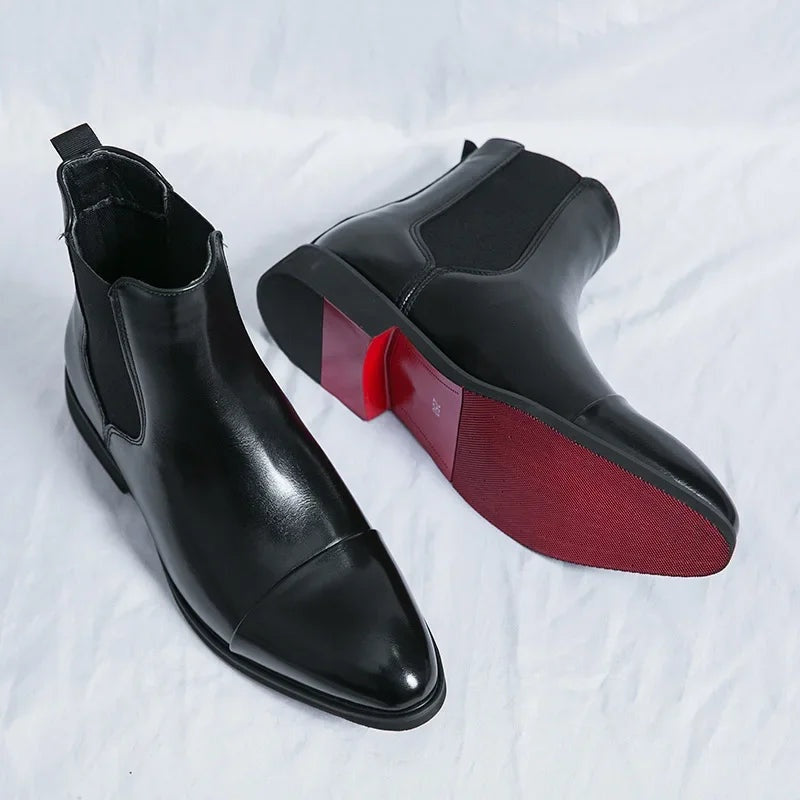 Landon | Men's Leather Chelsea Ankle Boots Contrast Sole