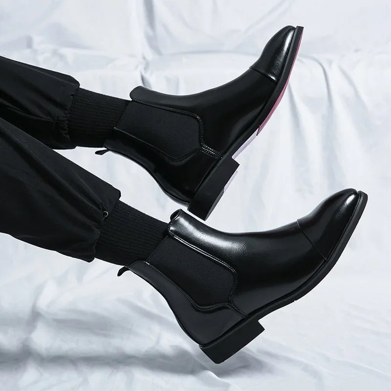 Landon | Men's Leather Chelsea Ankle Boots Contrast Sole