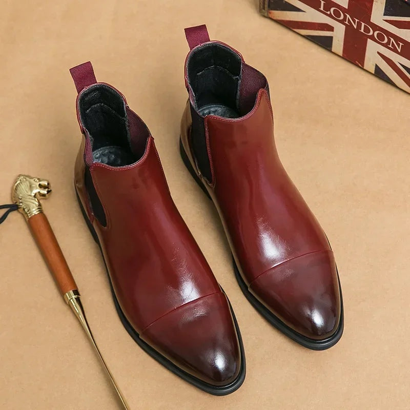 Landon | Men's Leather Chelsea Ankle Boots Contrast Sole