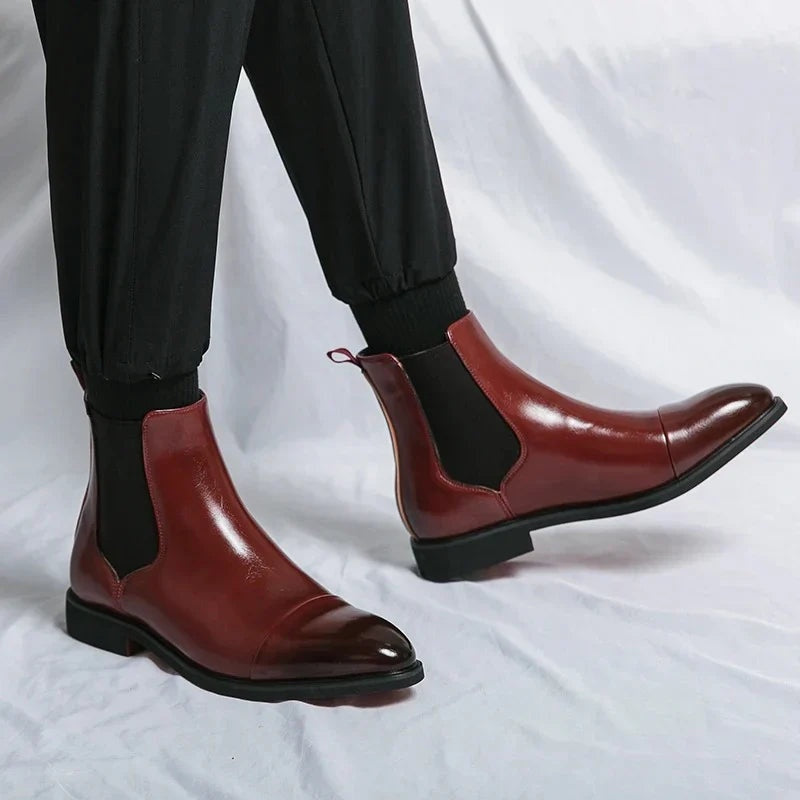 Landon | Men's Leather Chelsea Ankle Boots Contrast Sole
