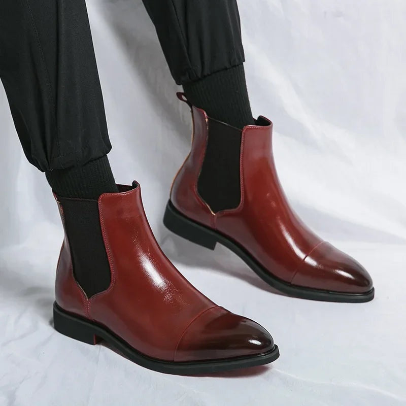 Landon | Men's Leather Chelsea Ankle Boots Contrast Sole