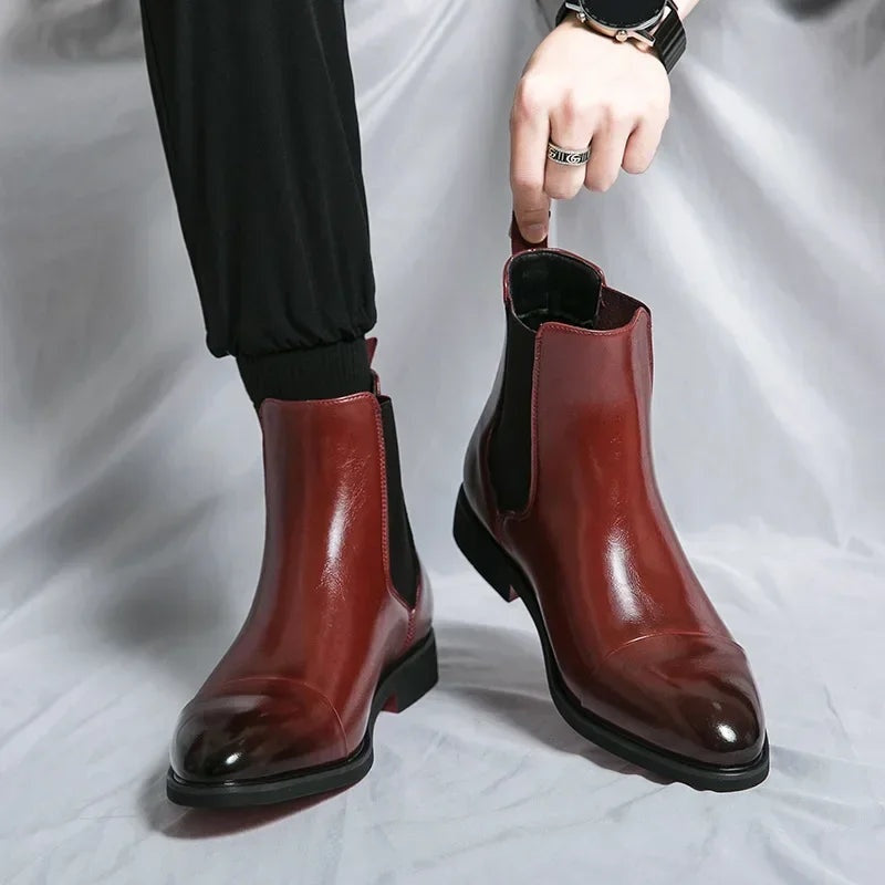 Landon | Men's Leather Chelsea Ankle Boots Contrast Sole