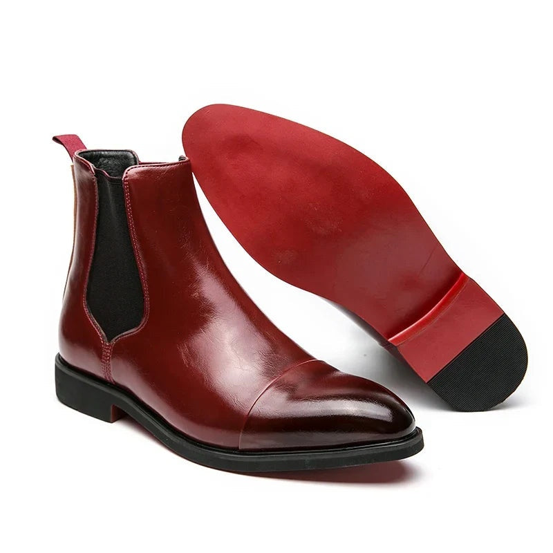 Landon | Men's Leather Chelsea Ankle Boots Contrast Sole