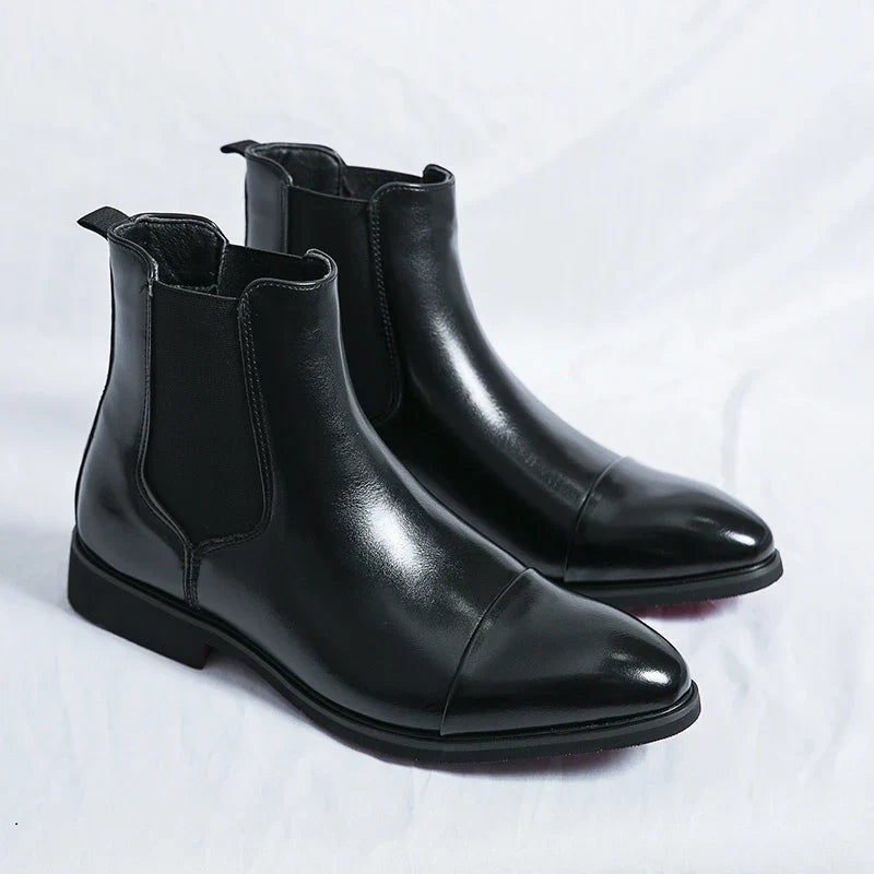 Landon | Men's Leather Chelsea Ankle Boots Contrast Sole
