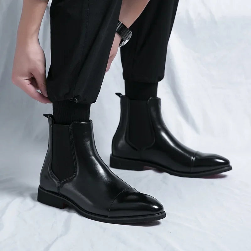 Landon | Men's Leather Chelsea Ankle Boots Contrast Sole