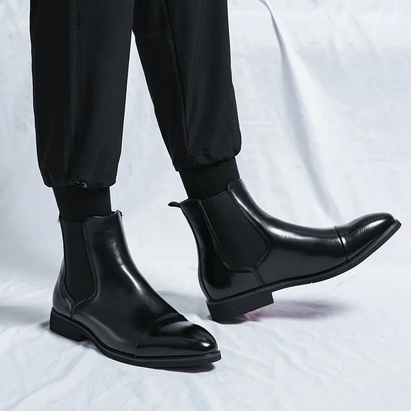 Landon | Men's Leather Chelsea Ankle Boots Contrast Sole
