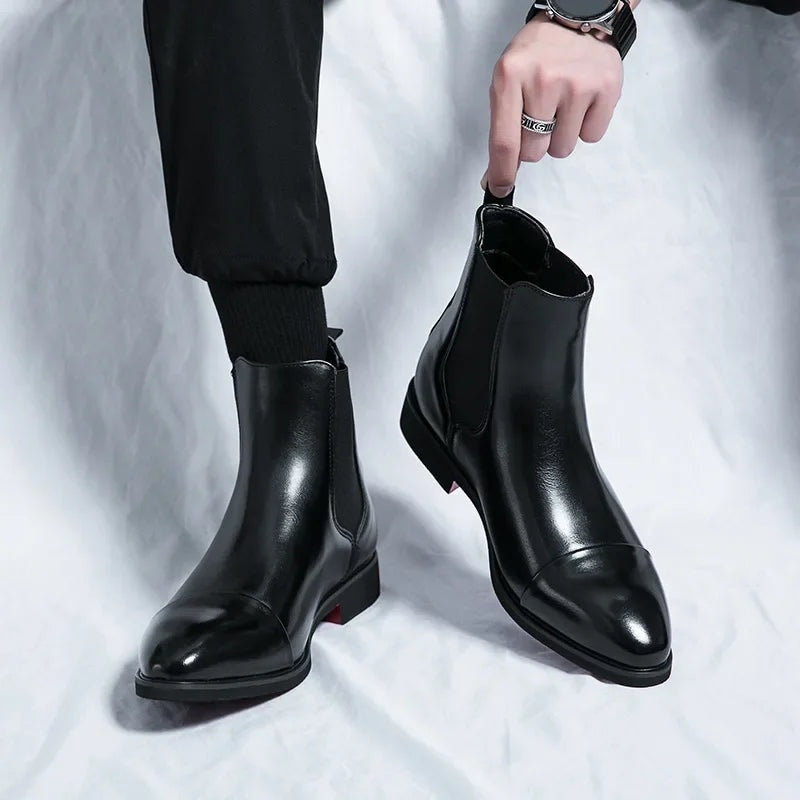 Landon | Men's Leather Chelsea Ankle Boots Contrast Sole