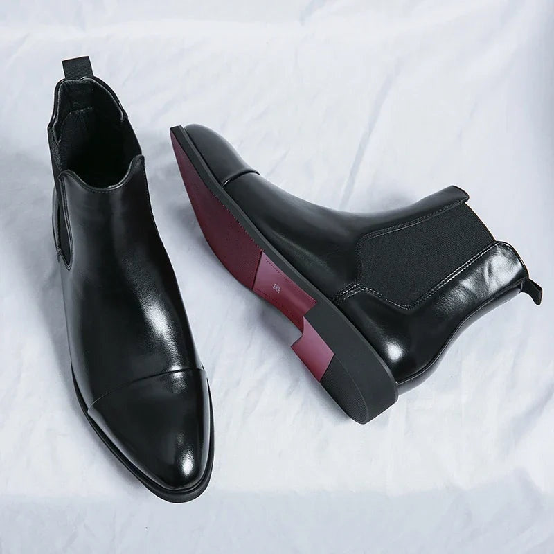 Landon | Men's Leather Chelsea Ankle Boots Contrast Sole