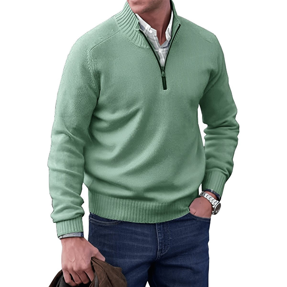 Jonah | Men's Half Zip Sweater Knit Mock Neck Pullover