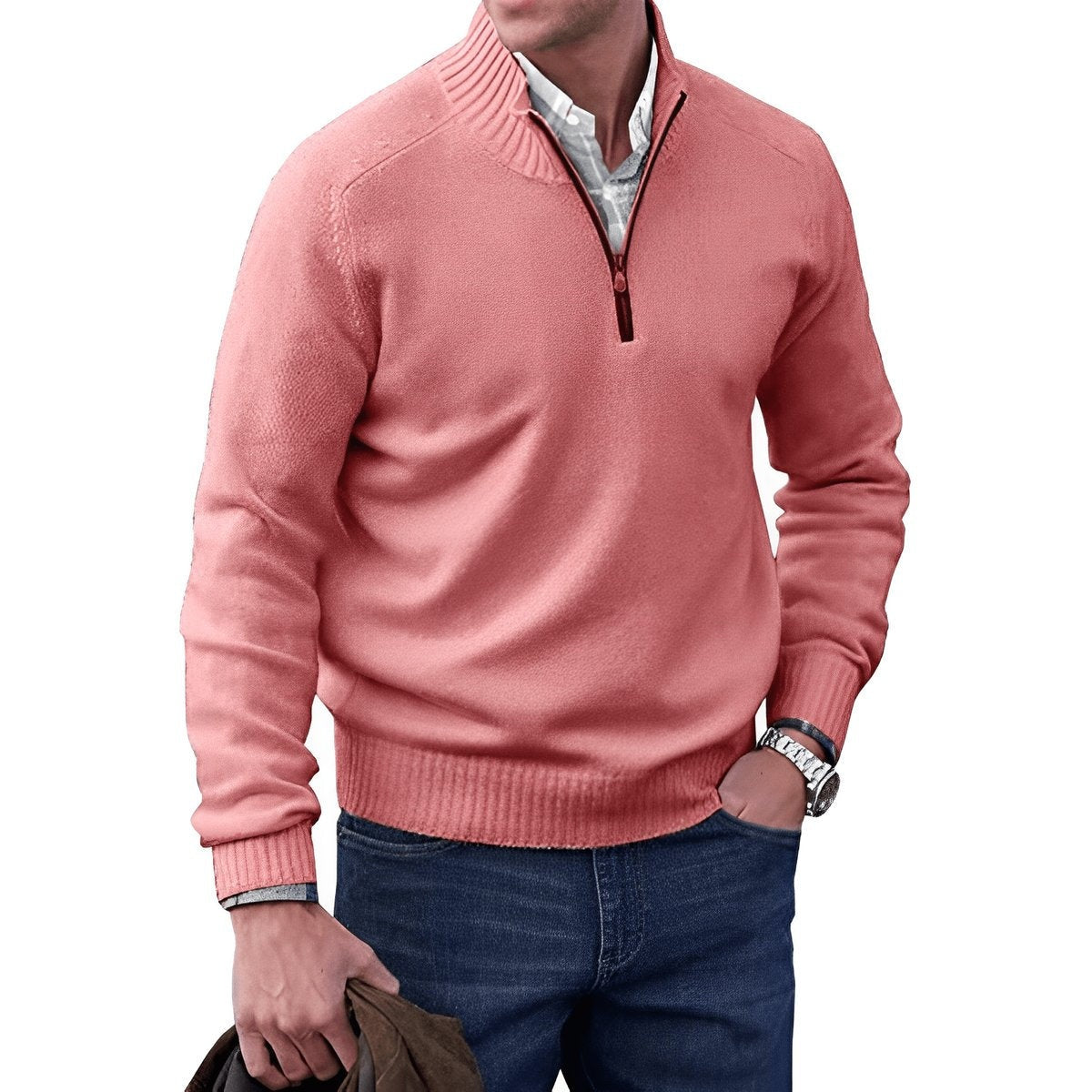 Jonah | Men's Half Zip Sweater Knit Mock Neck Pullover