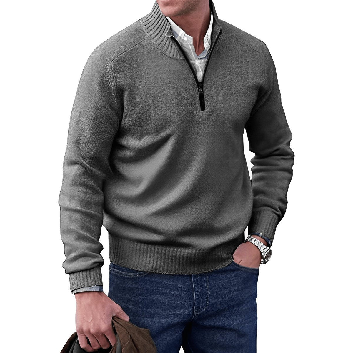 Jonah | Men's Half Zip Sweater Knit Mock Neck Pullover