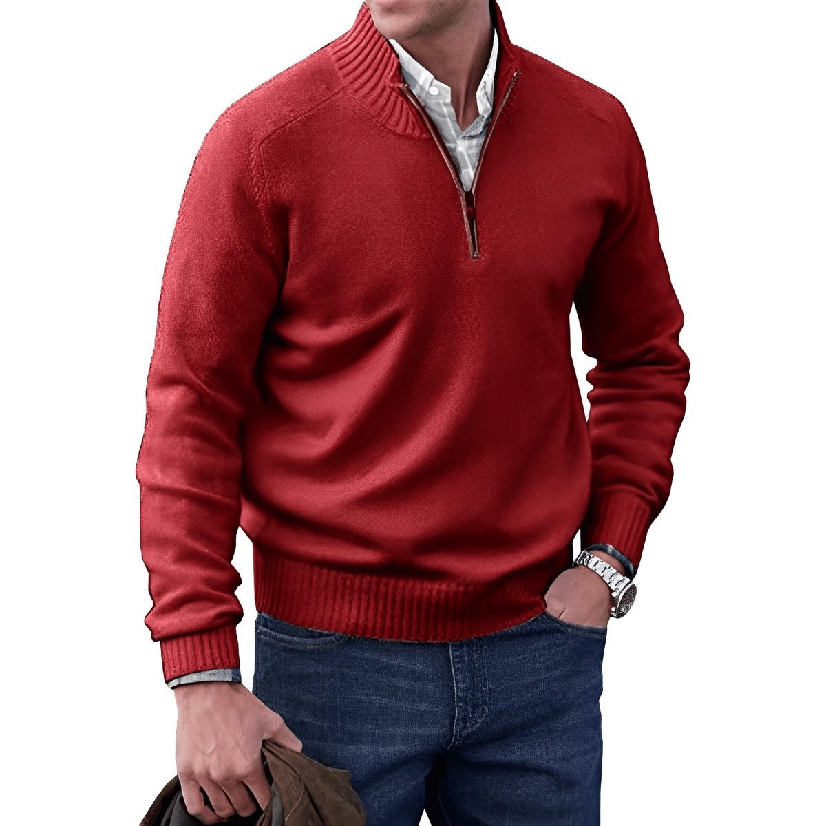 Jonah | Men's Half Zip Sweater Knit Mock Neck Pullover