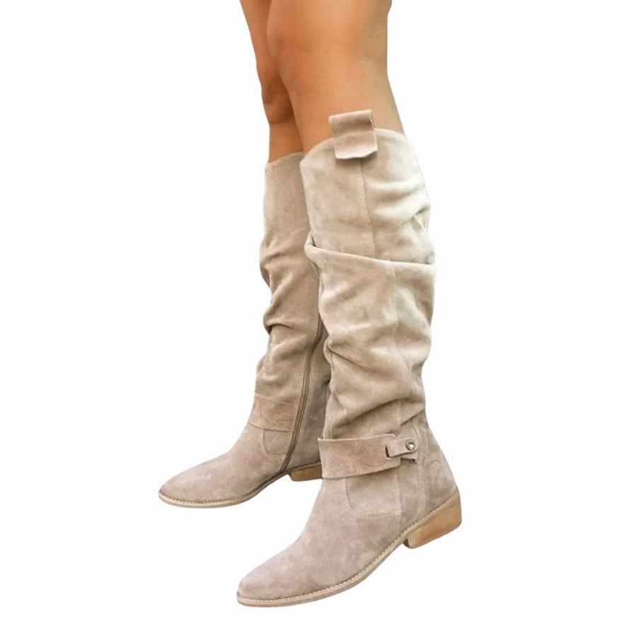 Women's Knee High Boots | Cushioned Side Zip Flat Boots