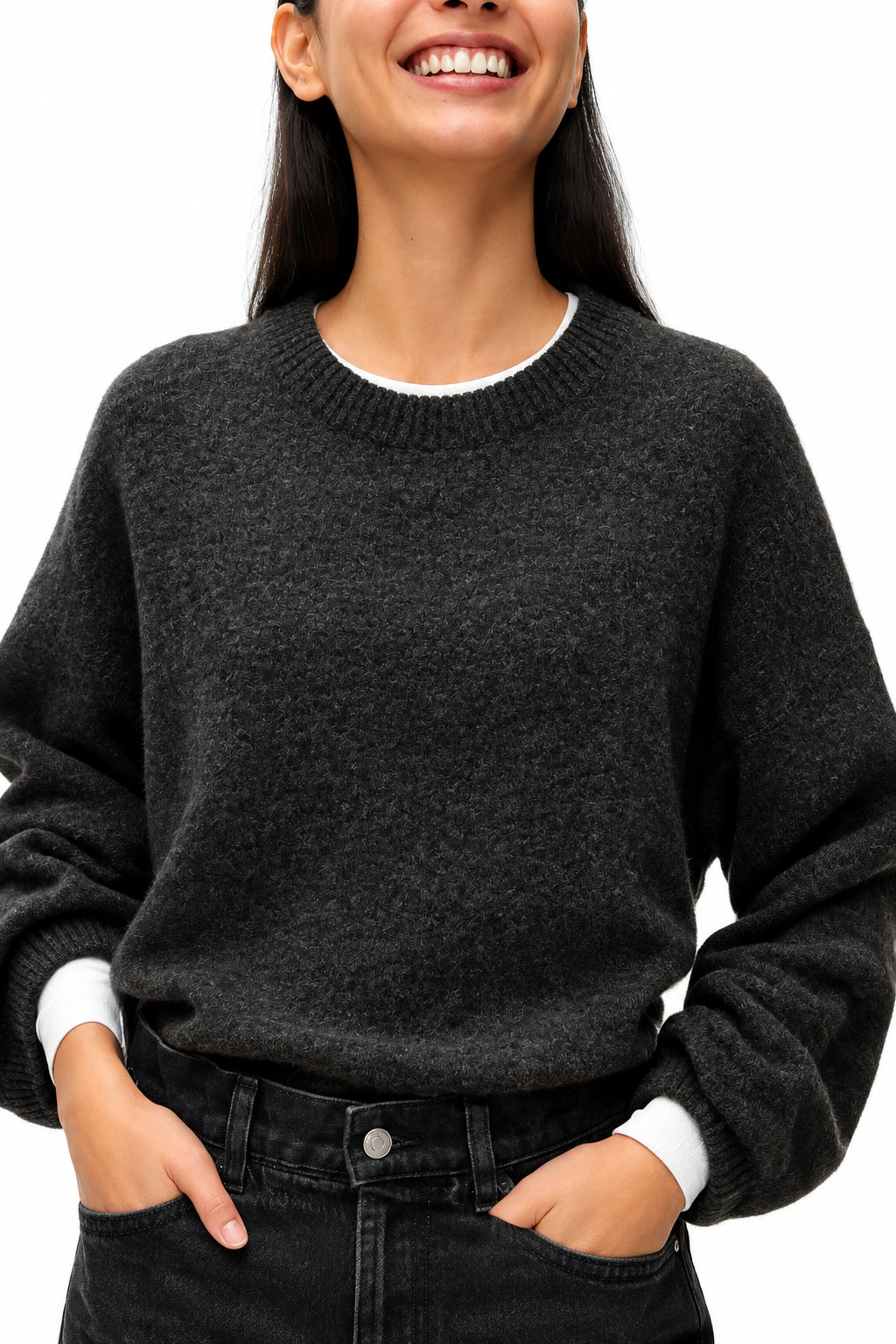 Sage - Women's Crew Neck Knit Sweater