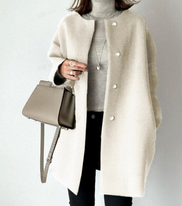 Salma - Women's Button Front Long Coat