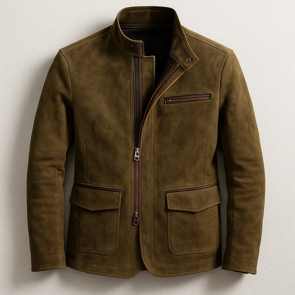 Wesley | Men's Military Style Suede Jacket Flap Pockets