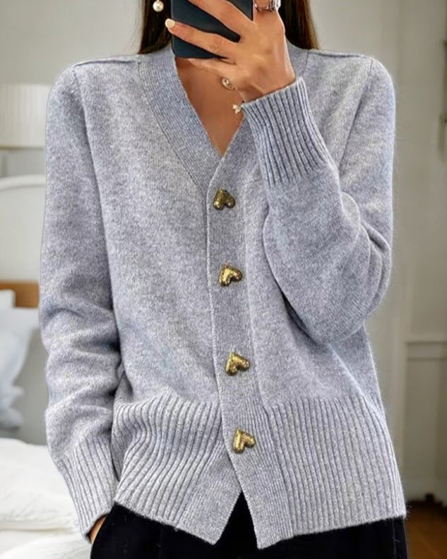 Sarah | Women's Lightweight Knit Sweater V Neck Button Front