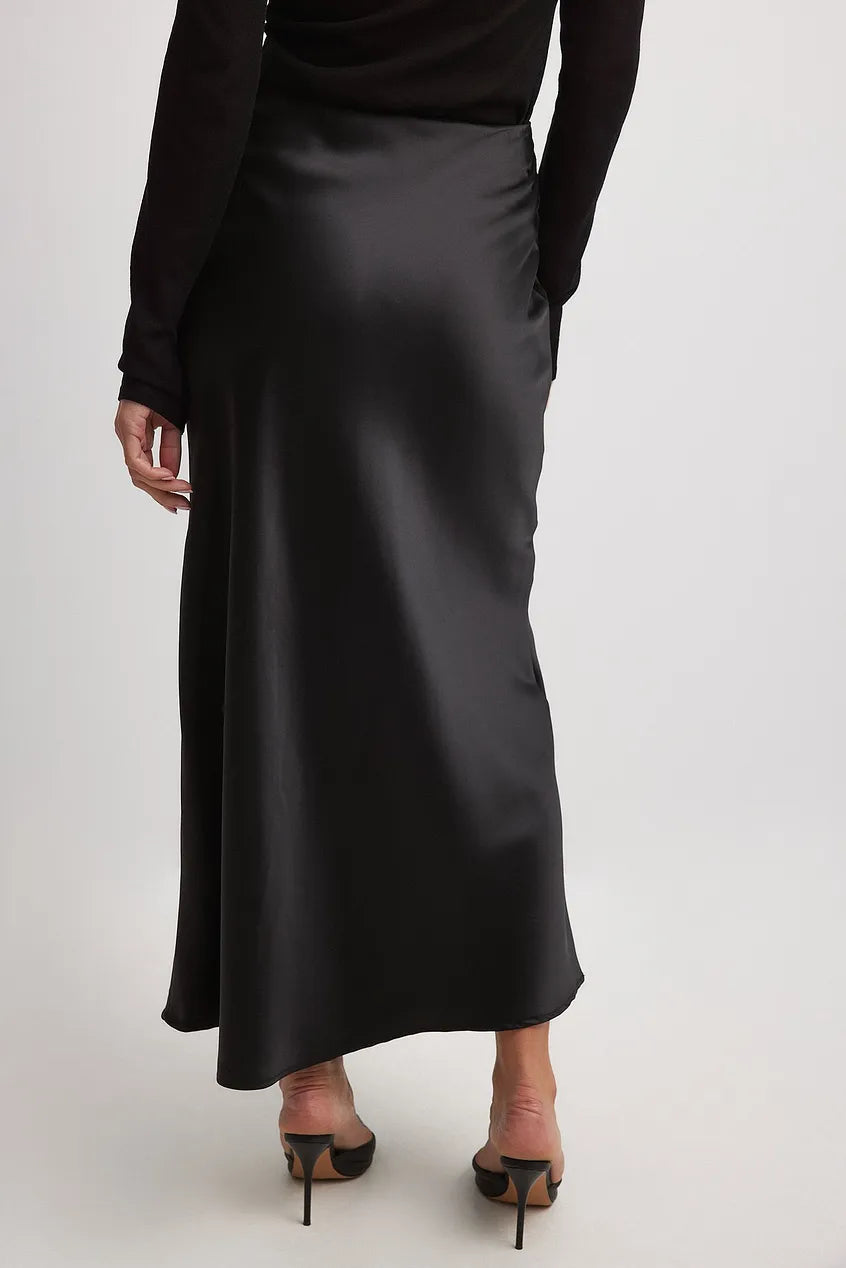 Women's Satin Midi Skirt | High Waisted A-Line Skirt