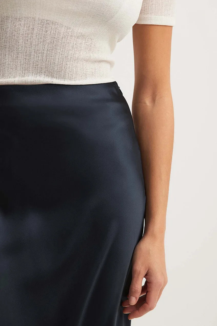 Women's Satin Midi Skirt | High Waisted A-Line Skirt