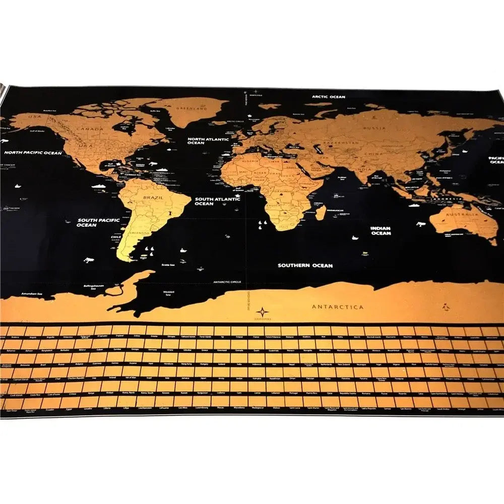 Scratch-Off World Map | Gold Foil & Colorful Countries