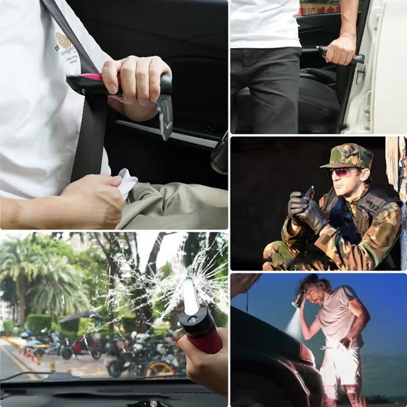 Seniors Car Assist Handle with Window Breaker and Seatbelt Cutter