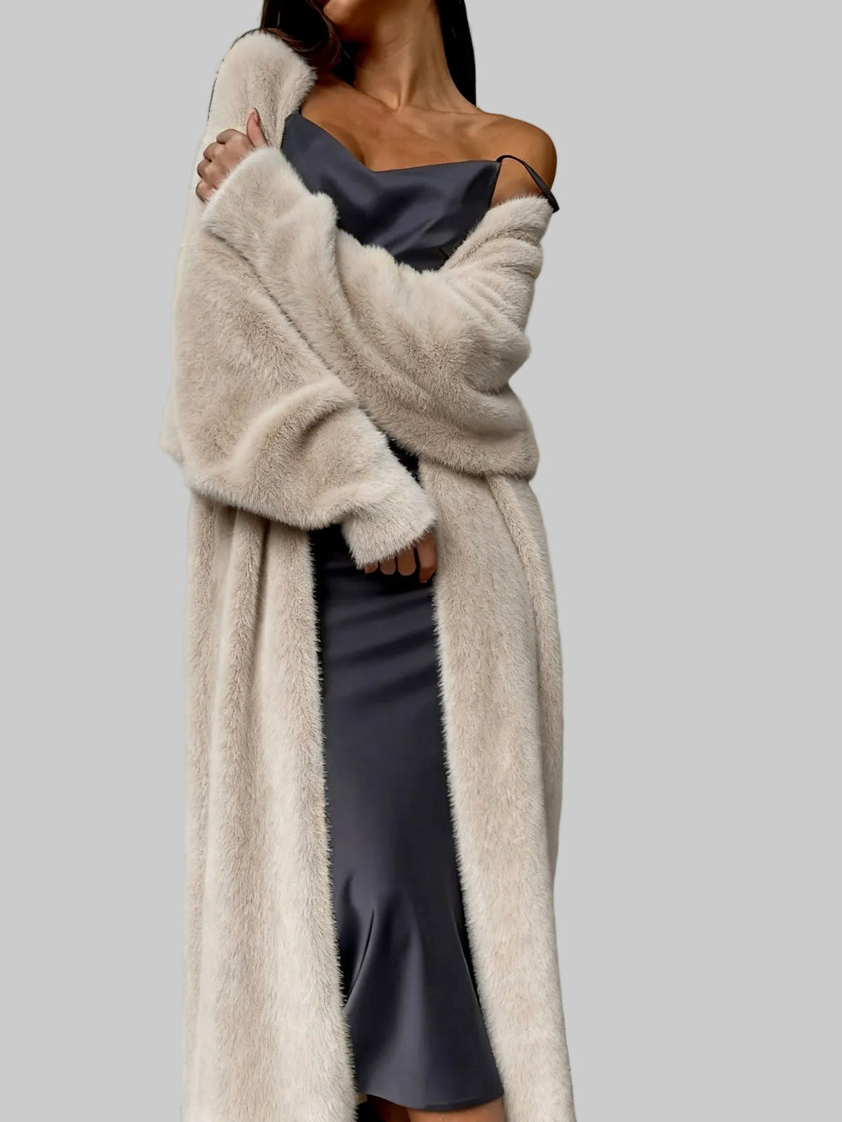 Serenity - Women's Plush Fur Long Cardigan