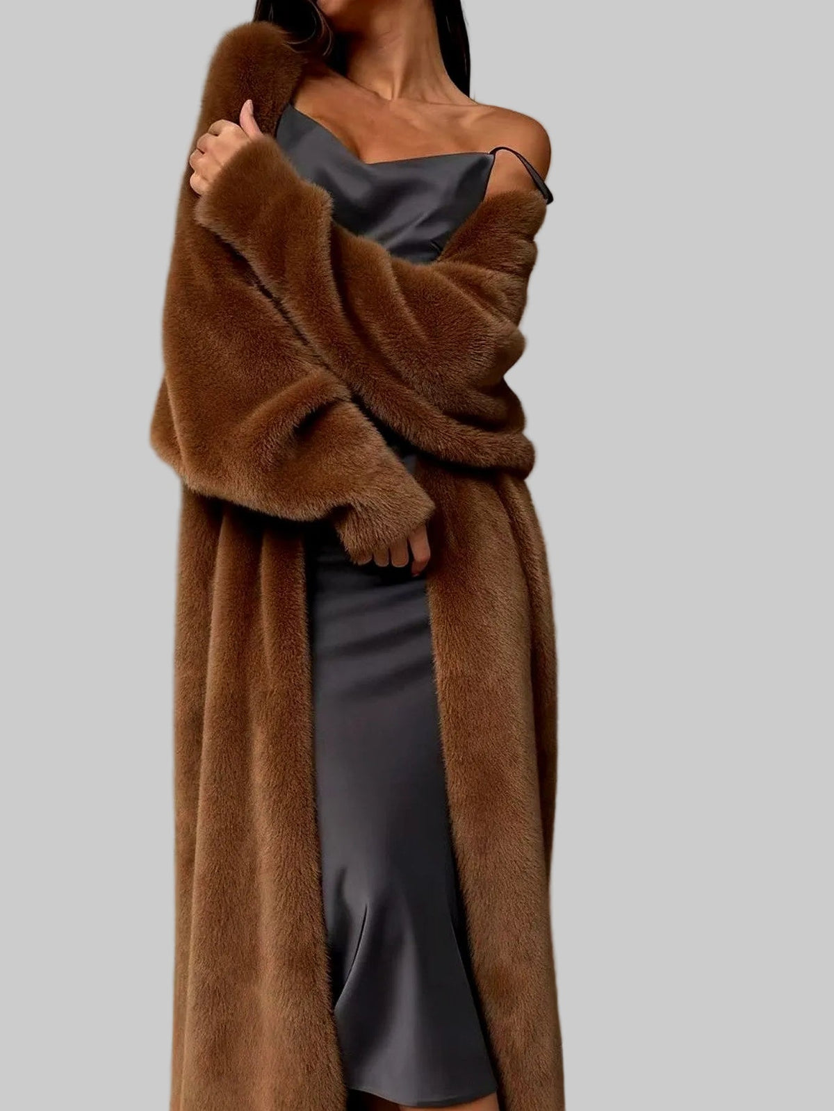 Serenity - Women's Plush Fur Long Cardigan