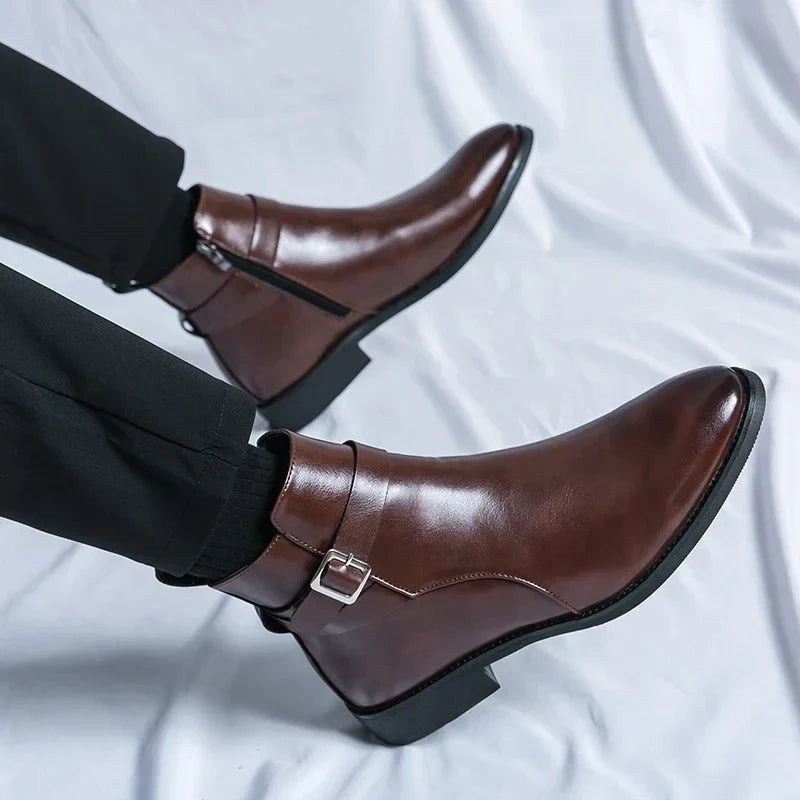 Asher | Men's Leather Chelsea Boots Side Zipper Ankle