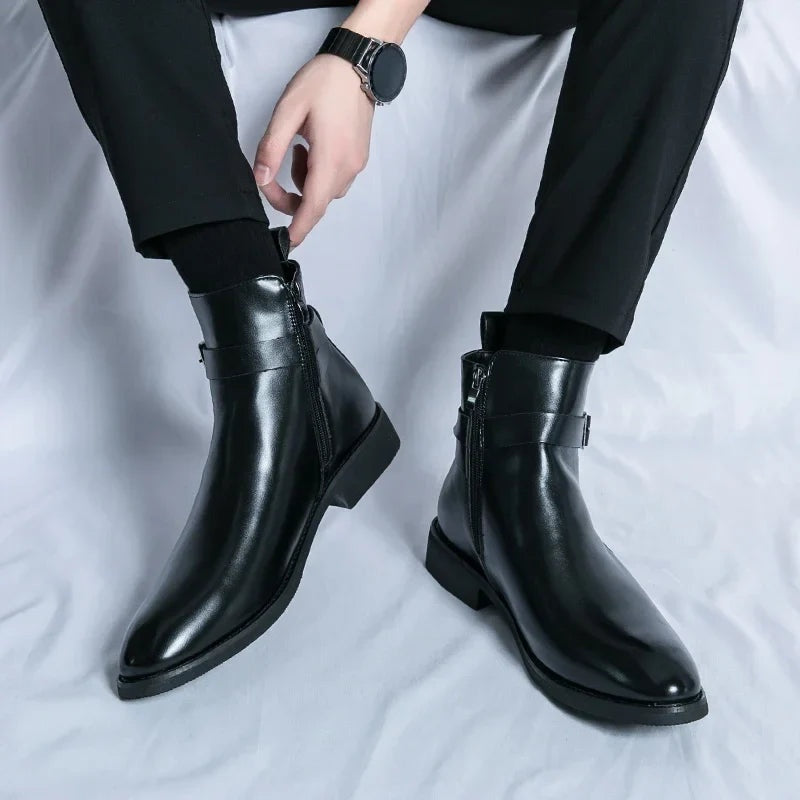 Asher | Men's Leather Chelsea Boots Side Zipper Ankle