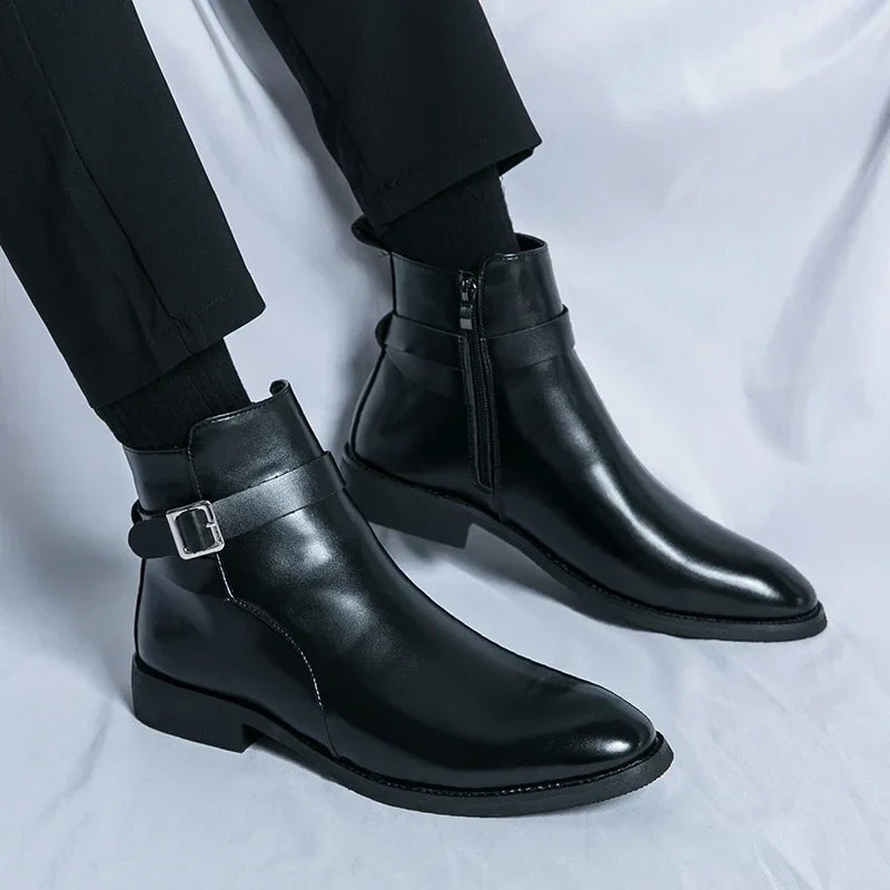 Asher | Men's Leather Chelsea Boots Side Zipper Ankle