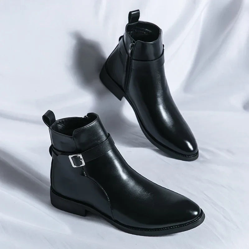 Asher | Men's Leather Chelsea Boots Side Zipper Ankle
