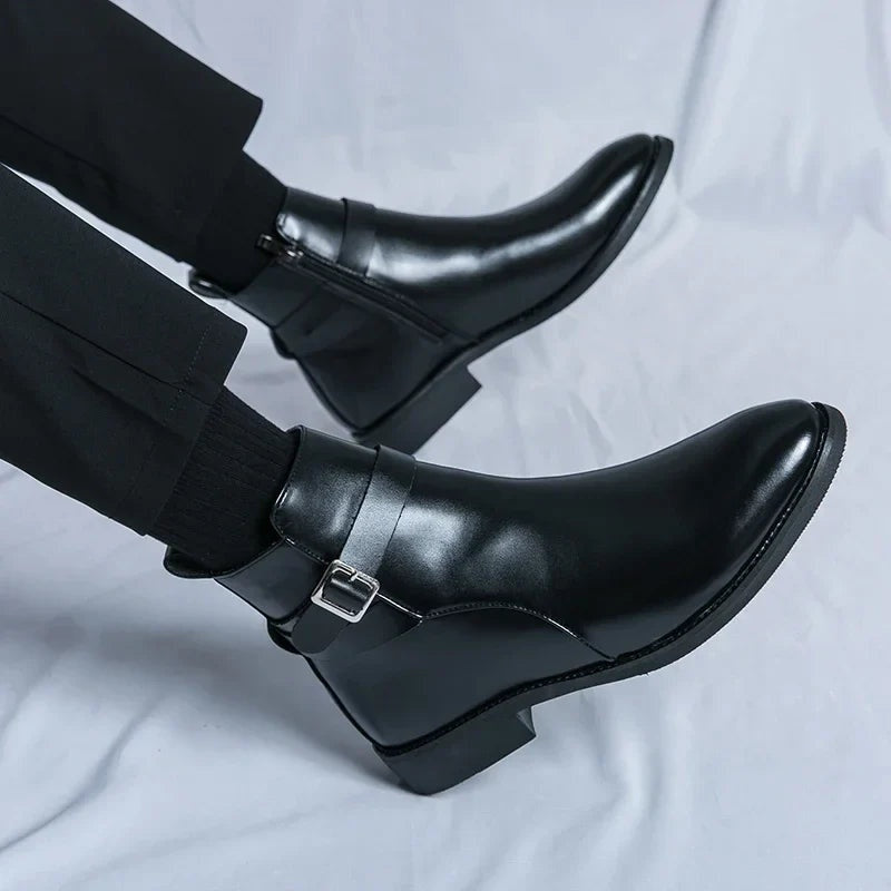 Asher | Men's Leather Chelsea Boots Side Zipper Ankle