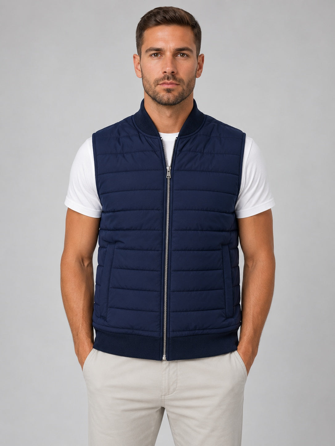 Miles | Men's Quilted Vest Stand Collar Zip Up Puffer