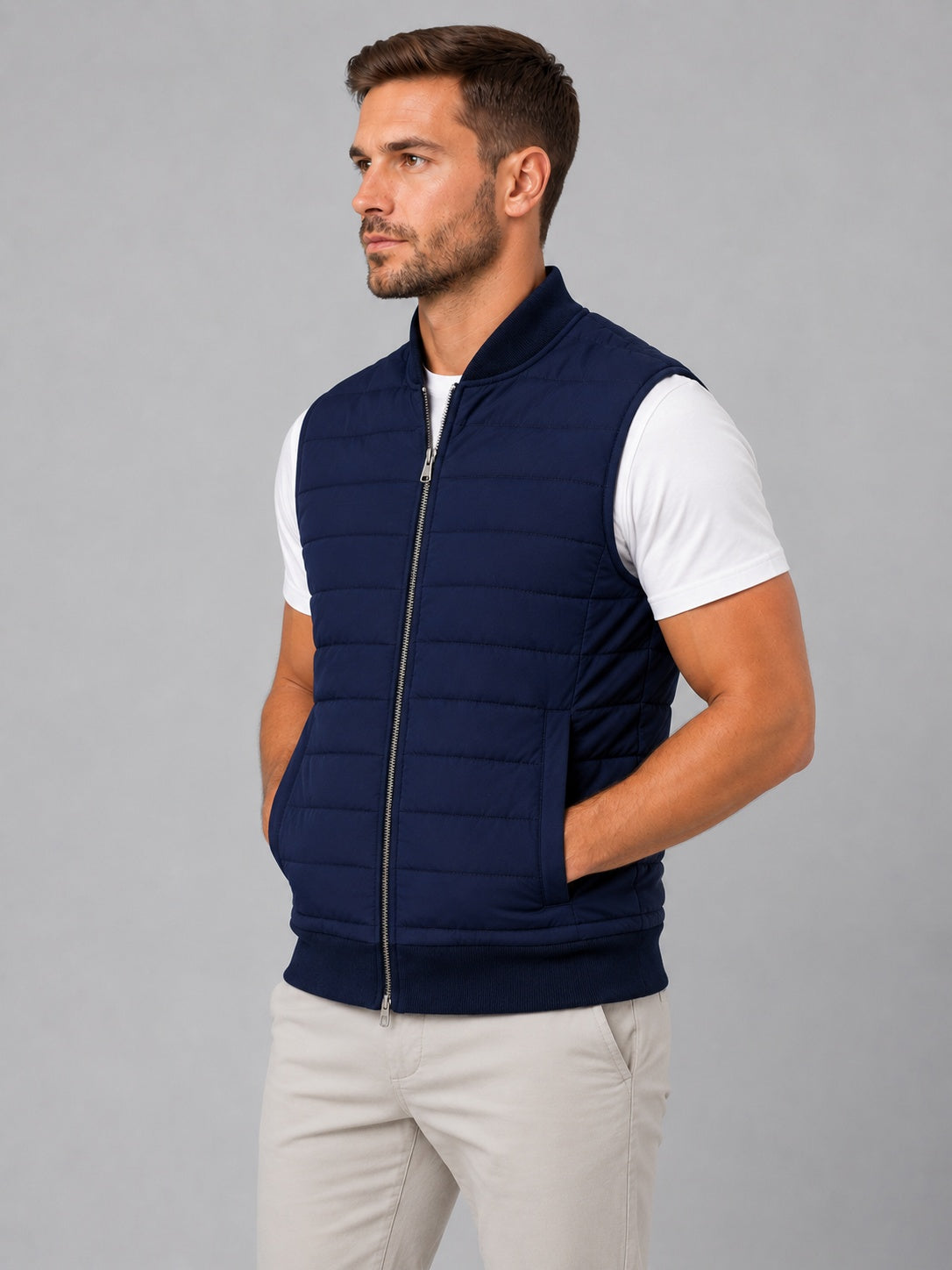 Miles | Men's Quilted Vest Stand Collar Zip Up Puffer