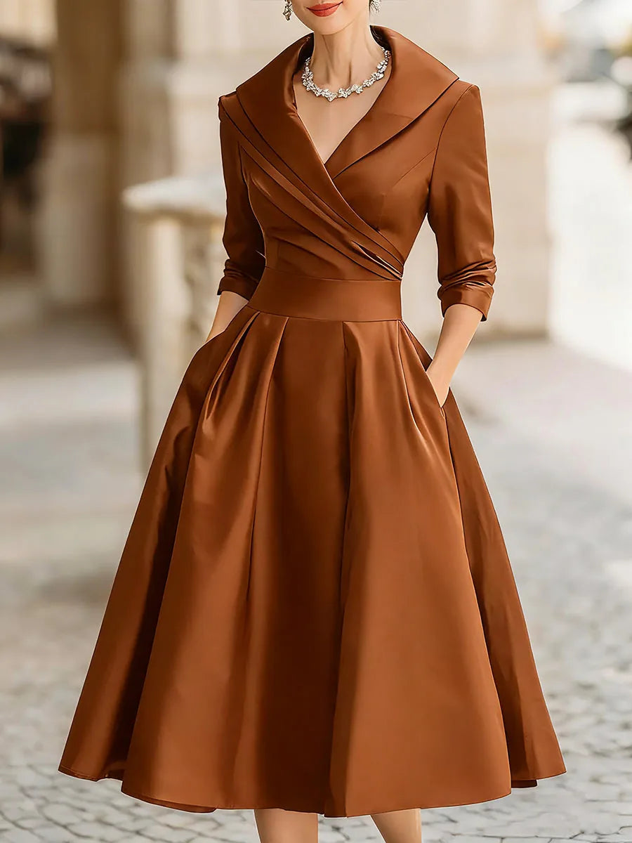 Shawl Collar Midi Wrap Dress
