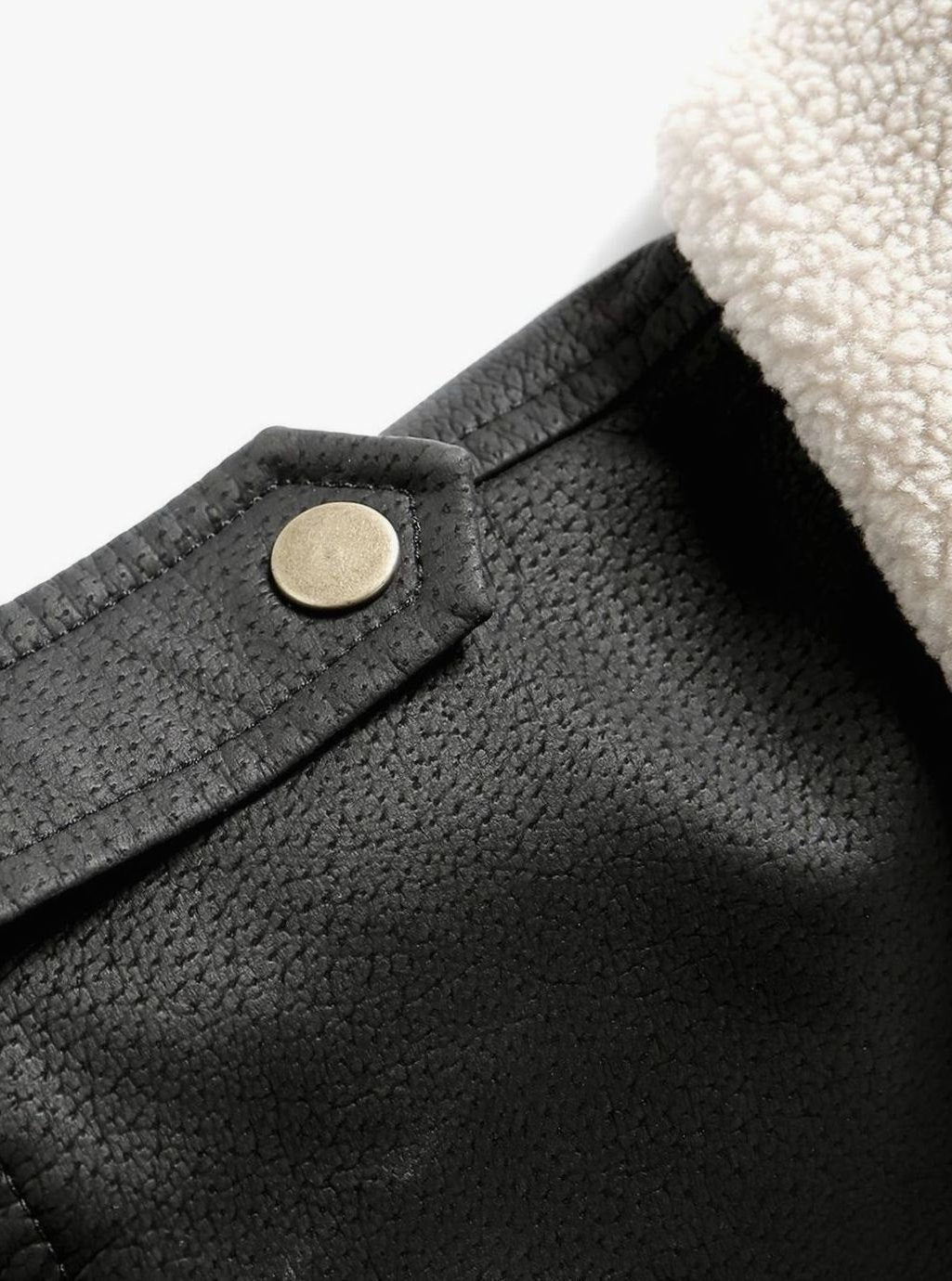 Faux Leather Bomber Jacket with Sherpa Collar for Men