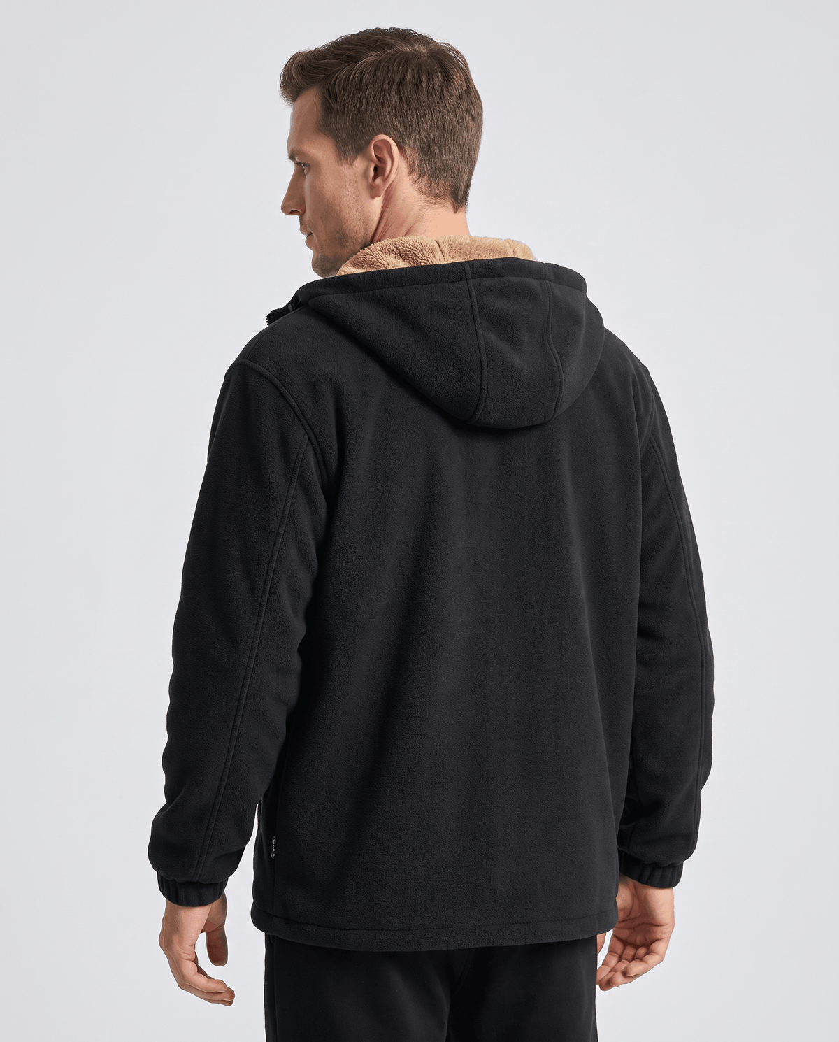 Sherpa-Lined Fleece Zip-Up Hoodie – Slash Pockets, Ribbed Cuffs & Relaxed Fit | Woodland