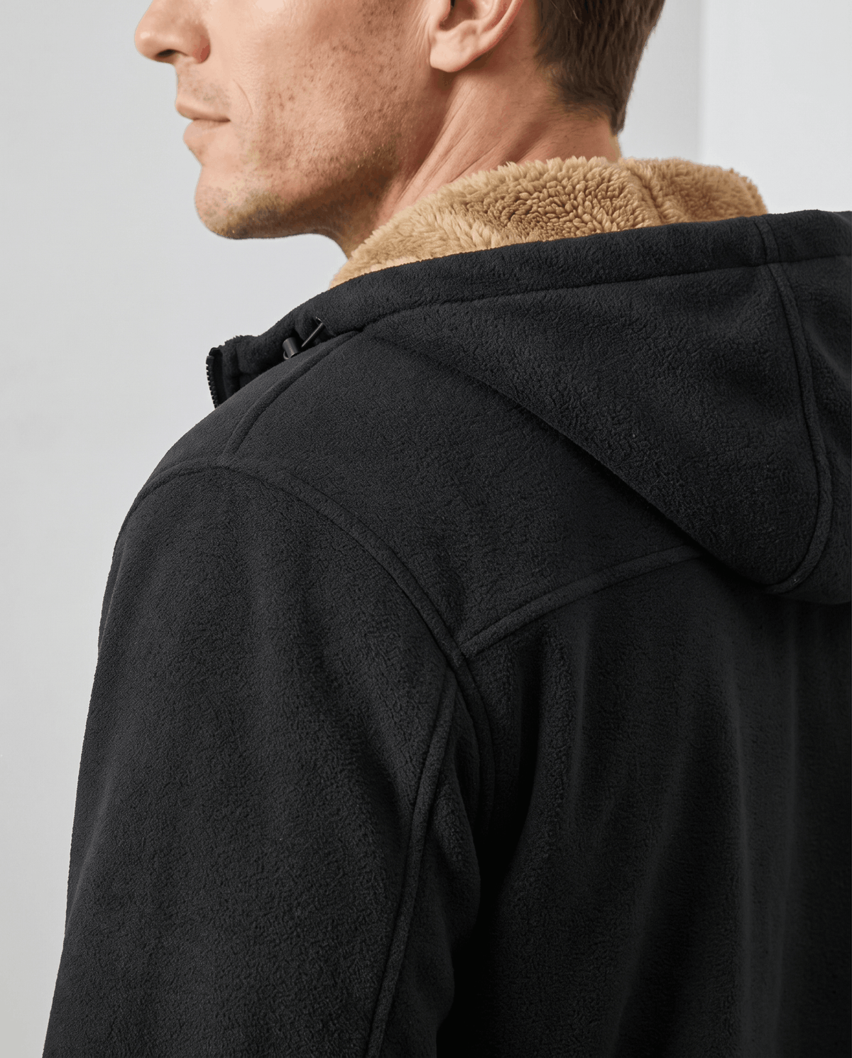 Sherpa-Lined Fleece Zip-Up Hoodie – Slash Pockets, Ribbed Cuffs & Relaxed Fit | Woodland