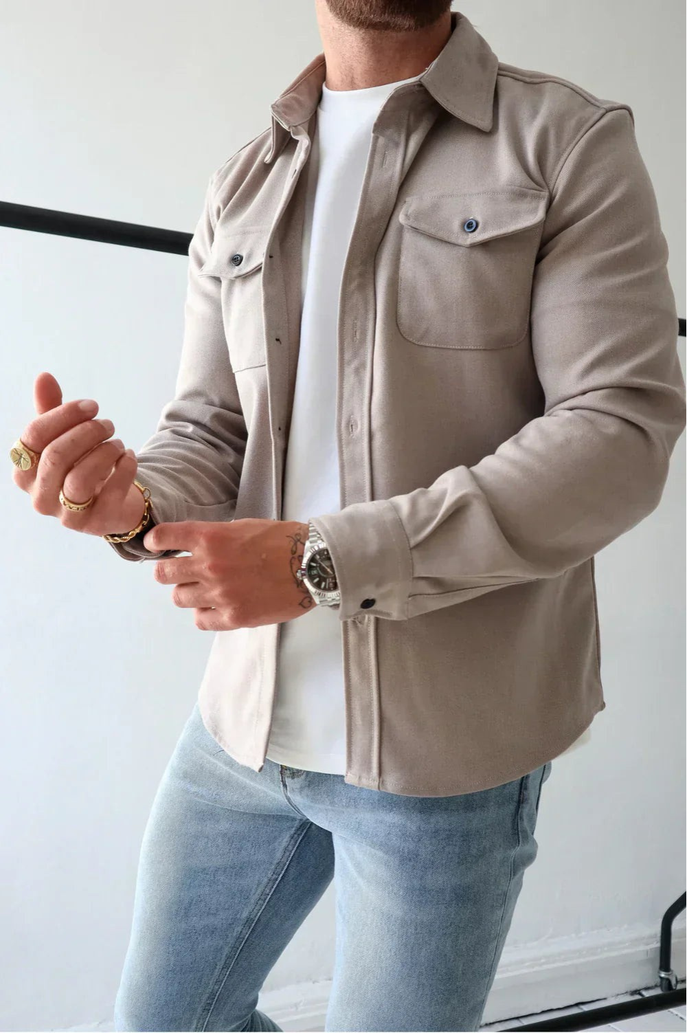Men’s Casual Button-Front Overshirt