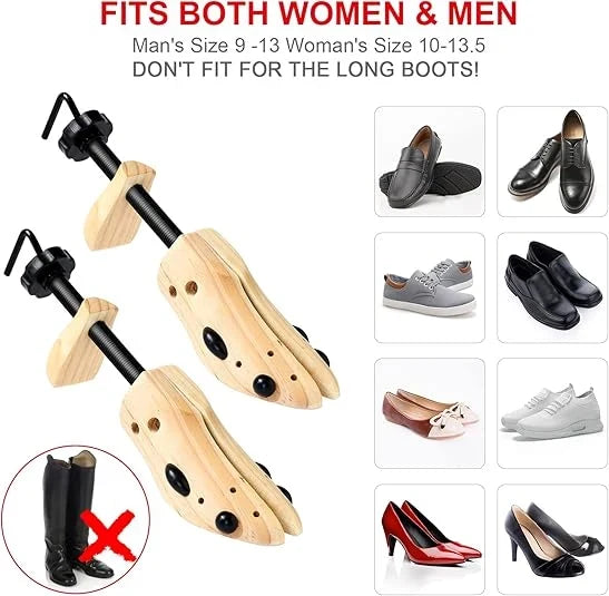 Shoe Stretcher | Natural Wood & Adjustable Fit | Sizes S–L