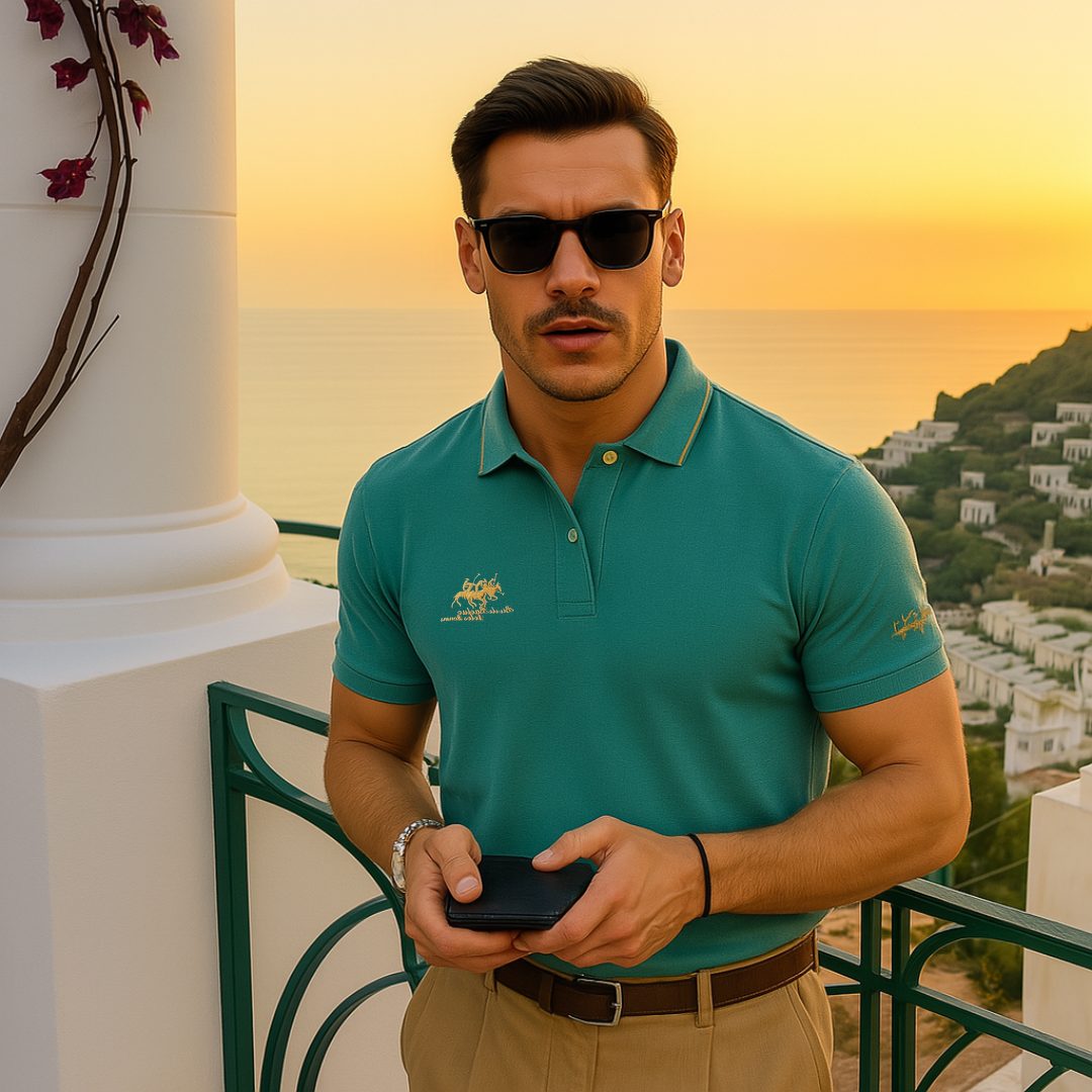 Short Sleeve Contrast Collar Polo Shirt for Men