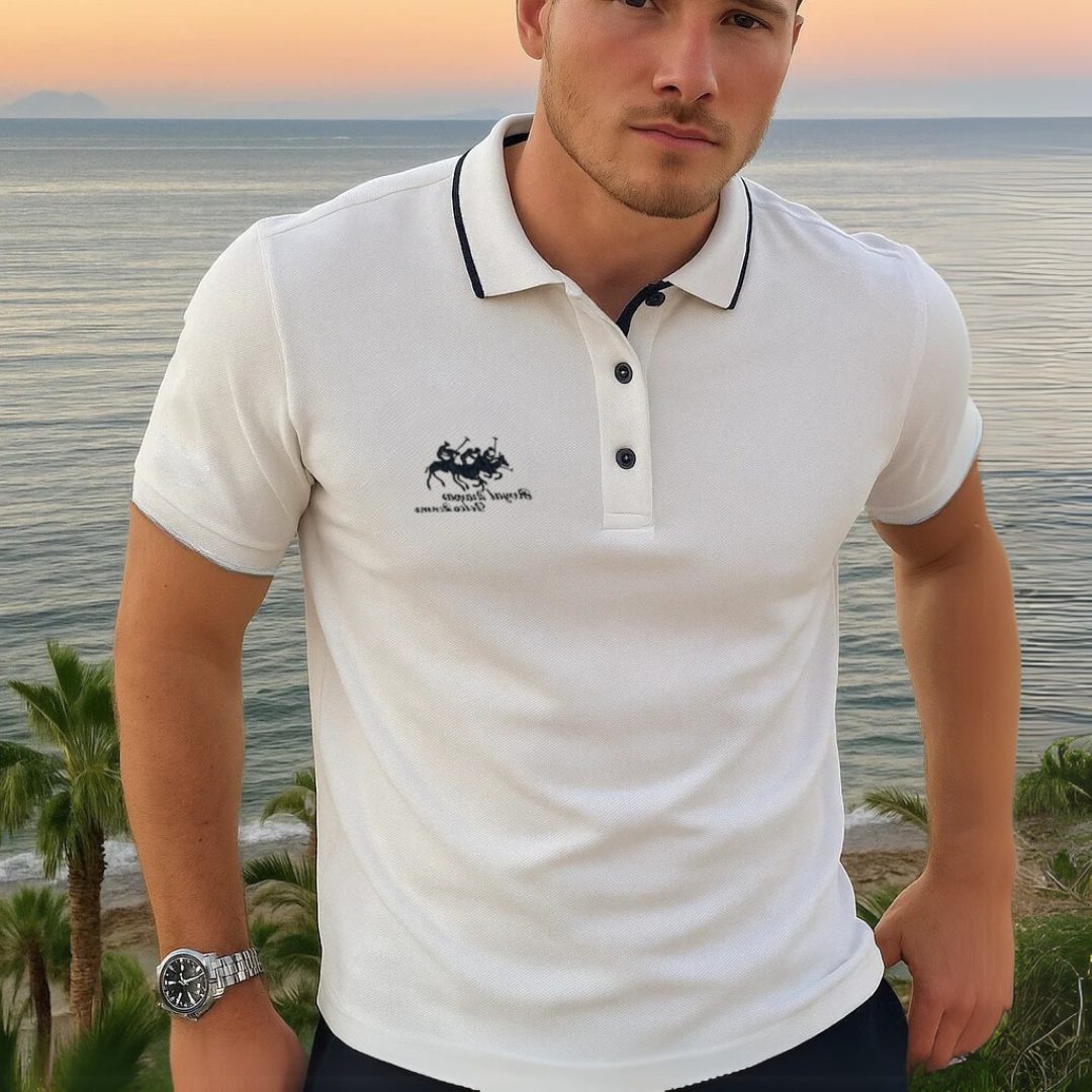 Short Sleeve Contrast Collar Polo Shirt for Men