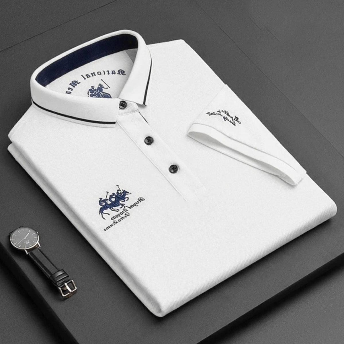 Short Sleeve Contrast Collar Polo Shirt for Men