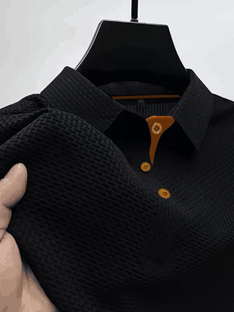 Short Sleeve Textured Polo Shirt for Men