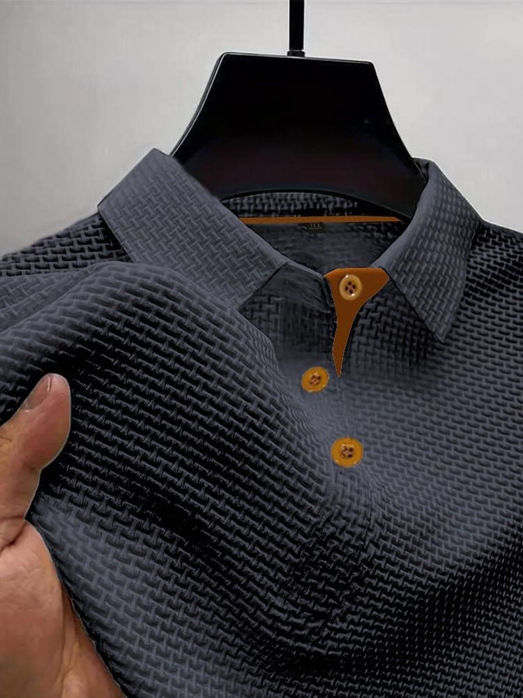 Short Sleeve Textured Polo Shirt for Men
