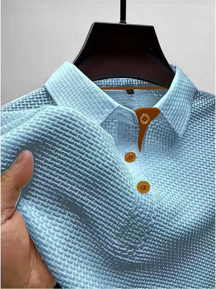 Short Sleeve Textured Polo Shirt for Men