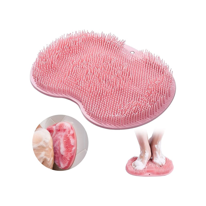 Shower Foot Scrubber Non Slip Mat with Silicone Bristles and Suction Cups
