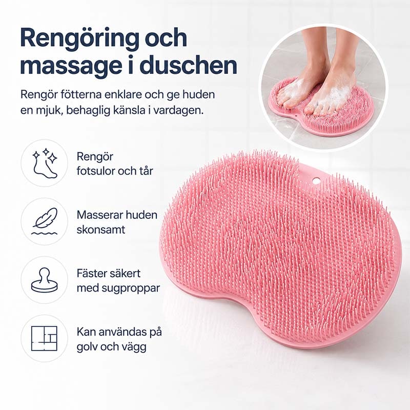 Shower Foot Scrubber Non Slip Mat with Silicone Bristles and Suction Cups